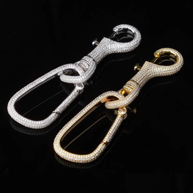 Klasyna projektant designerka biżuteria brelowa brelowa lodowa bling diamentowy łańcuch kluczowy Hip Hop Ring Men Akcesoria Gold Sier Portachiavi des Dhjmb