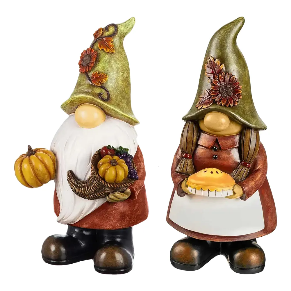 Dekorativa föremål Figurer Miniatyr Dwarf Fairy Staty Harts Cartoon Gnome Statyes Ornament Pumpkin Elf Staty för utomhus inomhus uteplats gård gräsmatta trädgård 230815