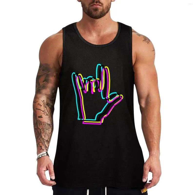 Męskie topy zbiorników podpisuj palce RGB Kolor Top Summer Gym T-shirt dla mężczyzn T-Shird Products