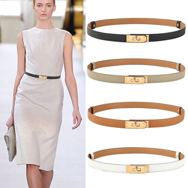 Thin Black Gold Buckle Luxurys Adjustable Lady Belt Gift Genuine Leather Dress Mens Elastic Designer Womens Belts Man White Width 1.8cm Woman Fashion Belt