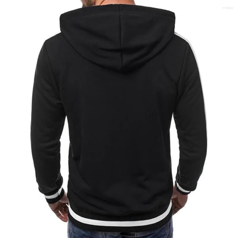 Hoodies masculinos com capuz de casaco de casaco com capuz de capuz contraste colorido listra de splicing elegante forro de lã Fit Fit