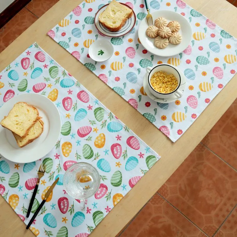 Tavolo tovagliolo 5 pezzi Serie di Pasqua tovaglia in tessuto per tè da tè stampato di stoviglie per el