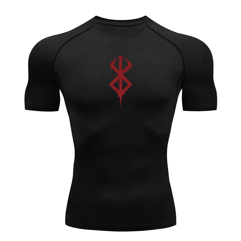 Heren t-shirts Anime Berserk Guts Heren Compressie Shirt Fitness Sport Running strakke sportschool T-shirts Athletic Quick Dry Tops Tee Summer 230815