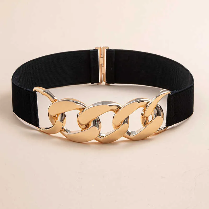 Luxury Gold Chain Belt For Women, Elastic Metal Buckle, High  display picture 2