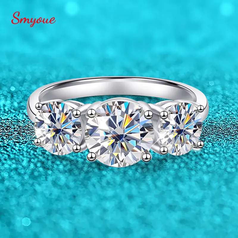 Обручальные кольца Smyoue White Gold 42ct Ring для женских игристых лабораторий, выращенная бриллиантовая полоса S925 Сплошные украшения оптом 230816