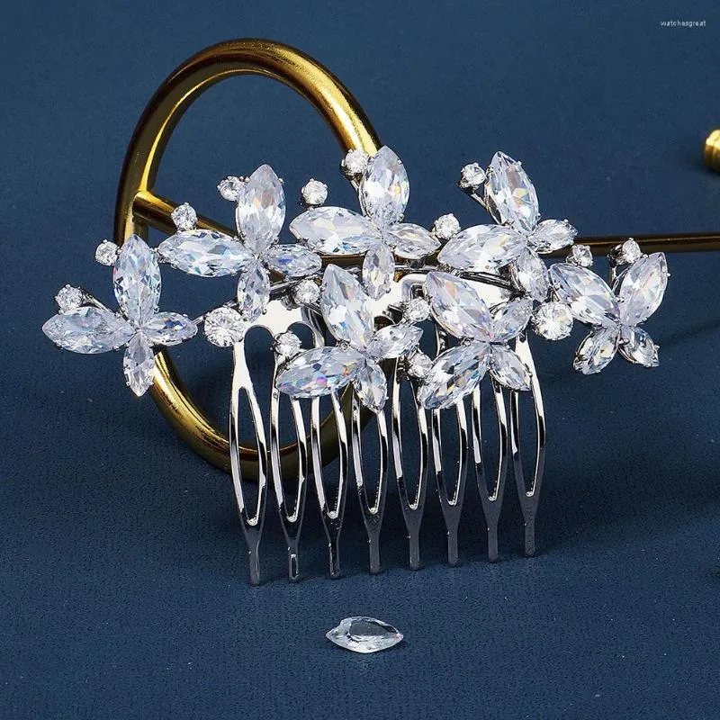 Saç klipsleri kristal yaprağı çiçek düğün tarak bandı Kadınlar için Aksesuarlar Gelin Süsleme Gelin Mücevher Hediye ML