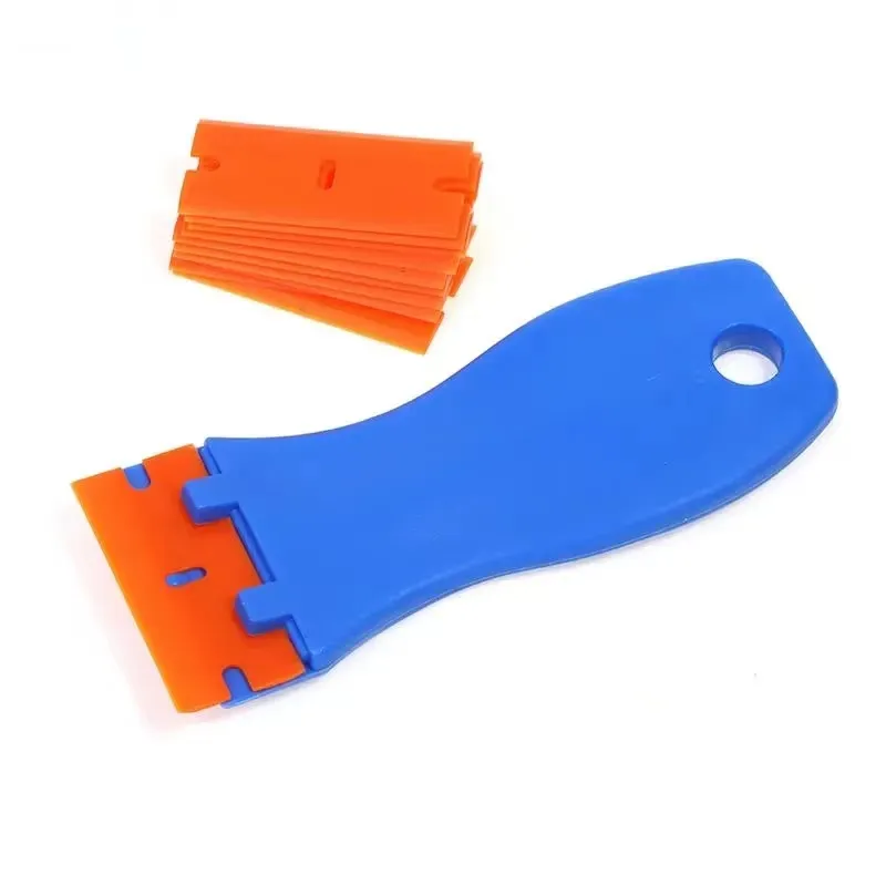 Plastic Razor Scraper With Double Edged Plastic Blades For Removing Car Labels Stickers Glue Decals On Glass Windows