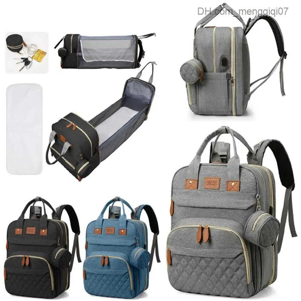 Windelbeutel falten Mom's Bag Leichtes und praktisches tragbares faltbares Babybett große Kapazität Baby Rucksack Momers Bag Ersatztisch Babybeutel Z230816