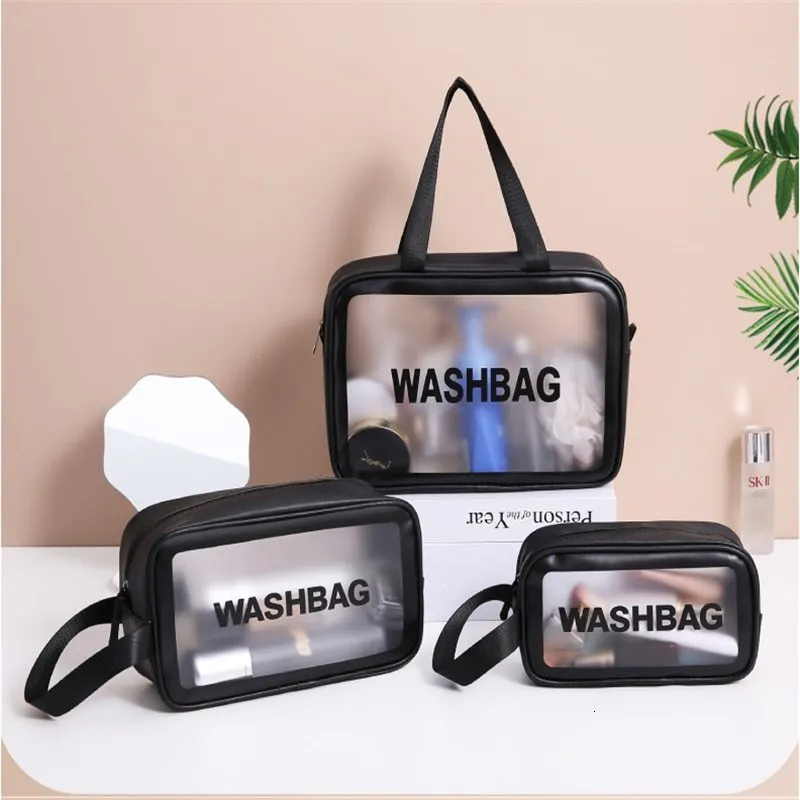 Bolsas cosméticas Cajas de lavado de viaje portátil Femenino Transparente Impermeable Magno de almacenamiento Bouch