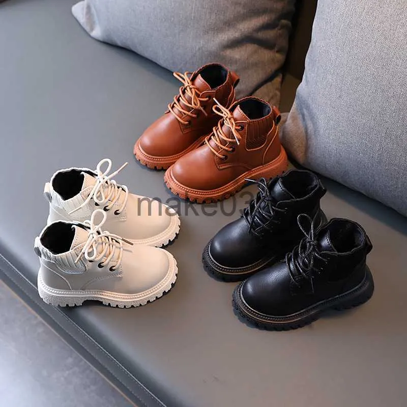 Stövlar 2022 Classic Black Brown White Fall Winter Platform Boots For Children Cozy Toddler Boys vackra stövlar Kids Girl Shoes E07311 J230816