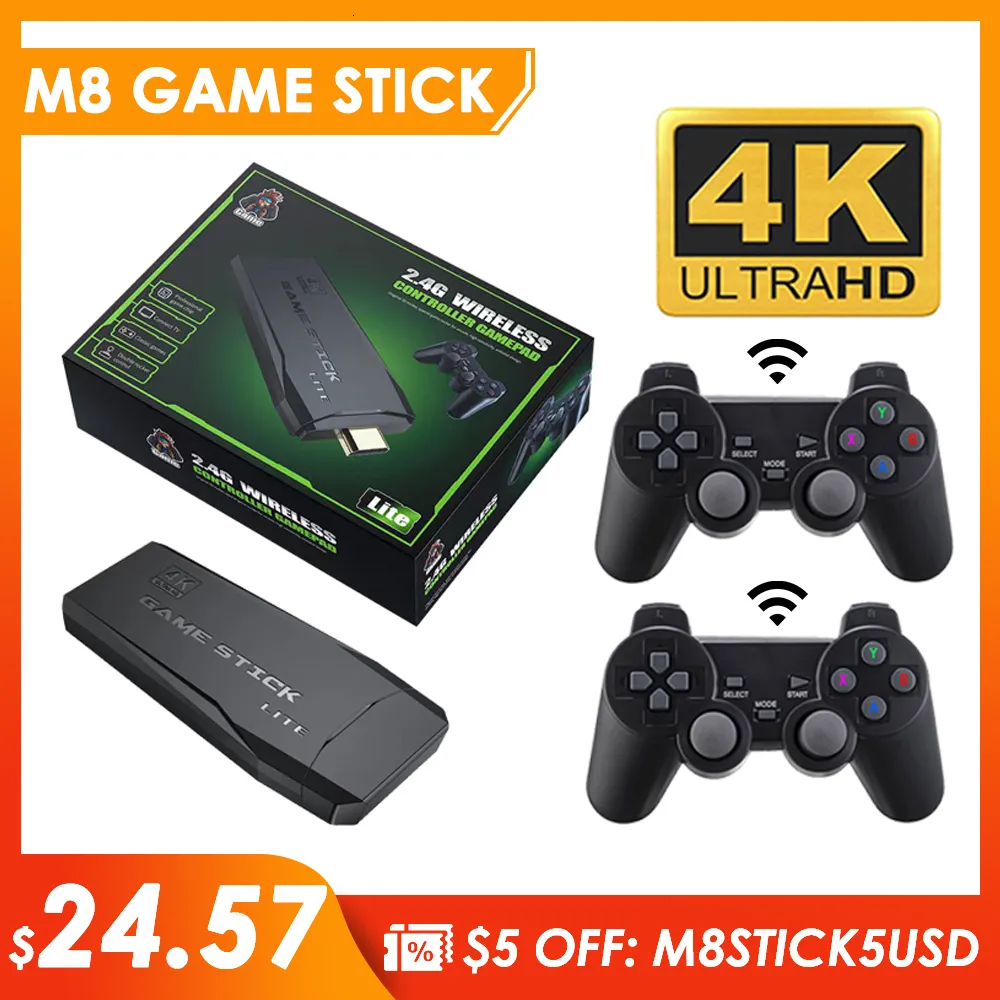 Kontrolery gier Joysticks M8 Konsola wideo 128G Wbudowana w 20000 gier Retro Handheld Kontroler bezprzewodowy GD10 Lite Stick dla PS1 GBA 230816