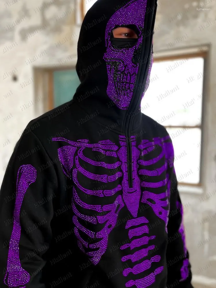 Herrtröjor y2k zip-up män kvinnor retro skalle grafisk långärmad lös jacka rockar unisex harajuku hip hop goth hooded tröjor