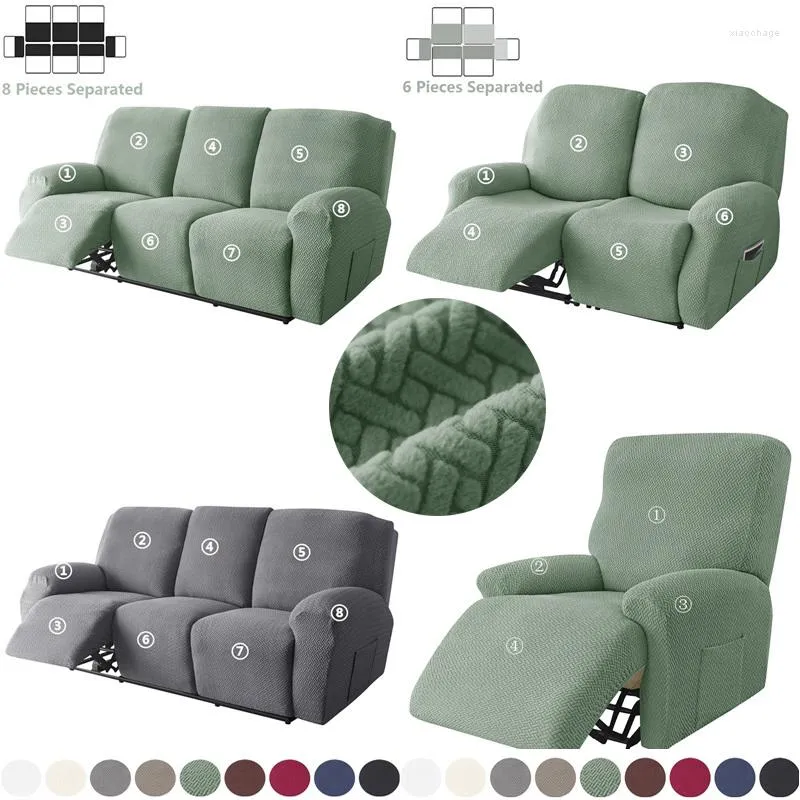 Chair Covers 1 2 3 Seater Recliner Sofa Cover Stretch Spandex Lazy Boy Armchair Jacquard Solid Color Couch Slipcovers For Living Room