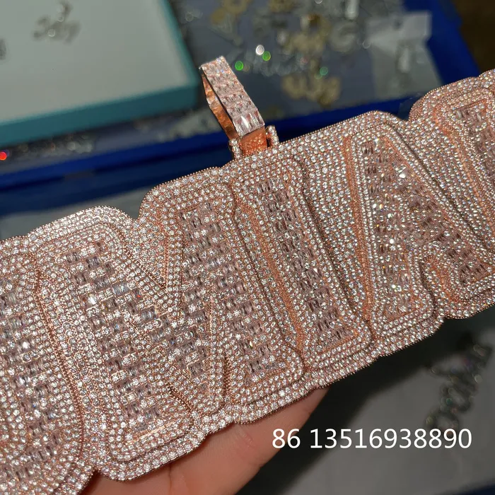 Customized Heavy Rock Rapper gold necklace with Big Baguette Customized Heavy Rock Rapper gold necklace with Big Baguette