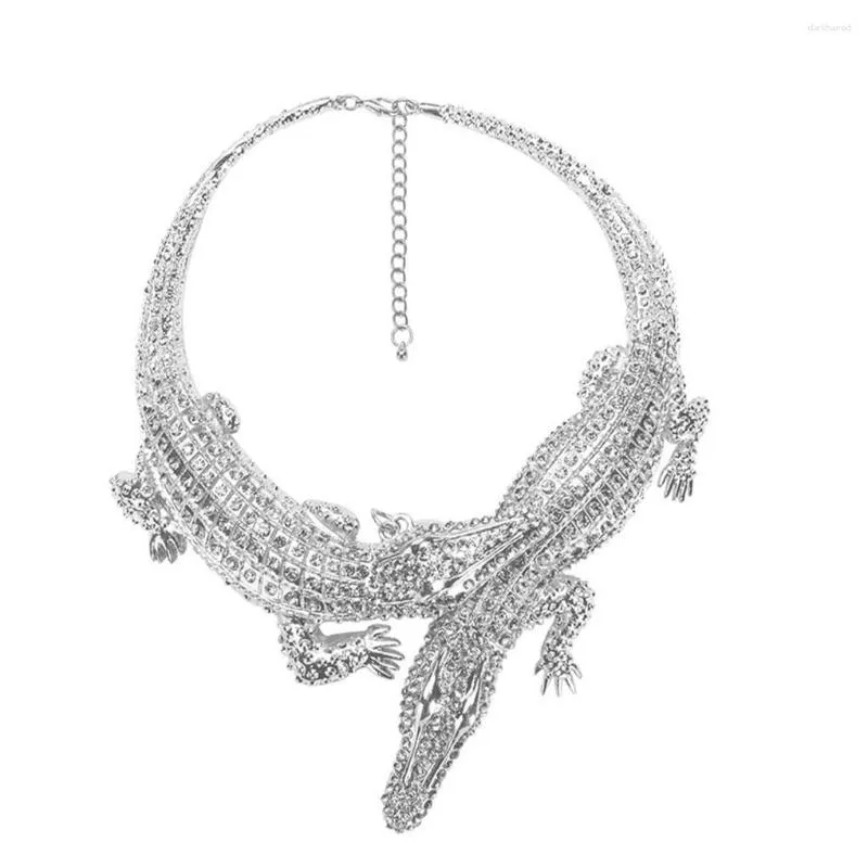 Łańcuchy Krokodyl Naszyjnik Full Crystal Kołnierz Bijoux Delikatne luksusowe wygodne biżuterię datą domową datę urodzinową