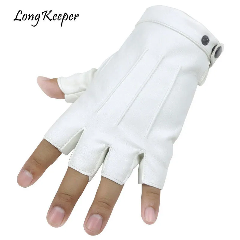 Five Fingers Gloves Long Keeper Men Fingerless Gloves Fitness Gloves Wrist Half Finger Glove For Dance Party Show Adult Fingerless Mittens Male Luva 230816