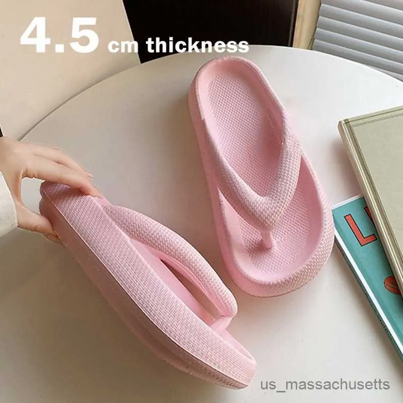 Slipper Soft Sole Platform Flip Flops Women Clip Toe Non-Slip Home Cloud Slippers Woman Summer Tjock Bottom Bad Badrum R230816