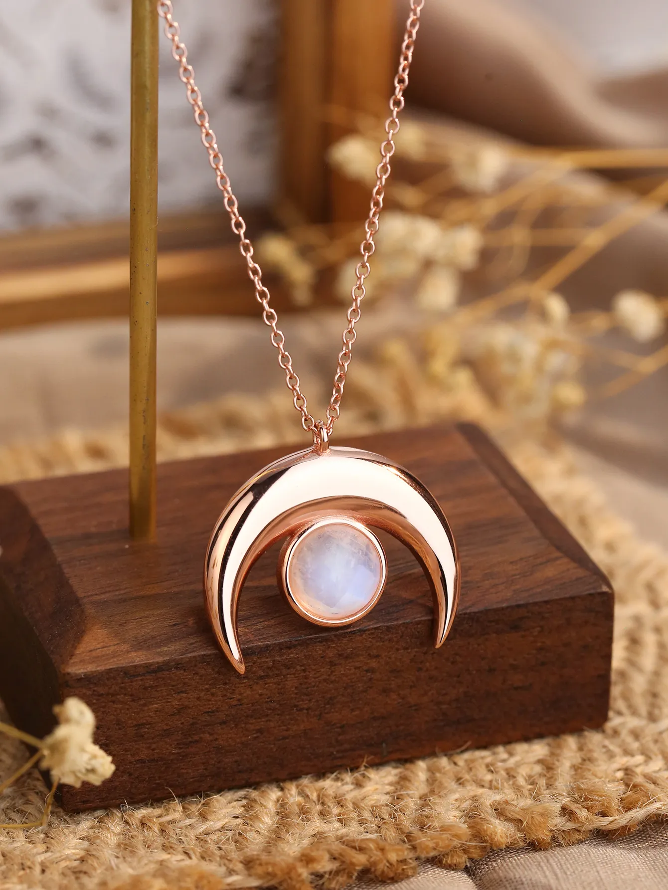 Sterling silver moonstone pendant necklace with slide charm  Sterling Silver Moonstone Slide for Necklace main image 0