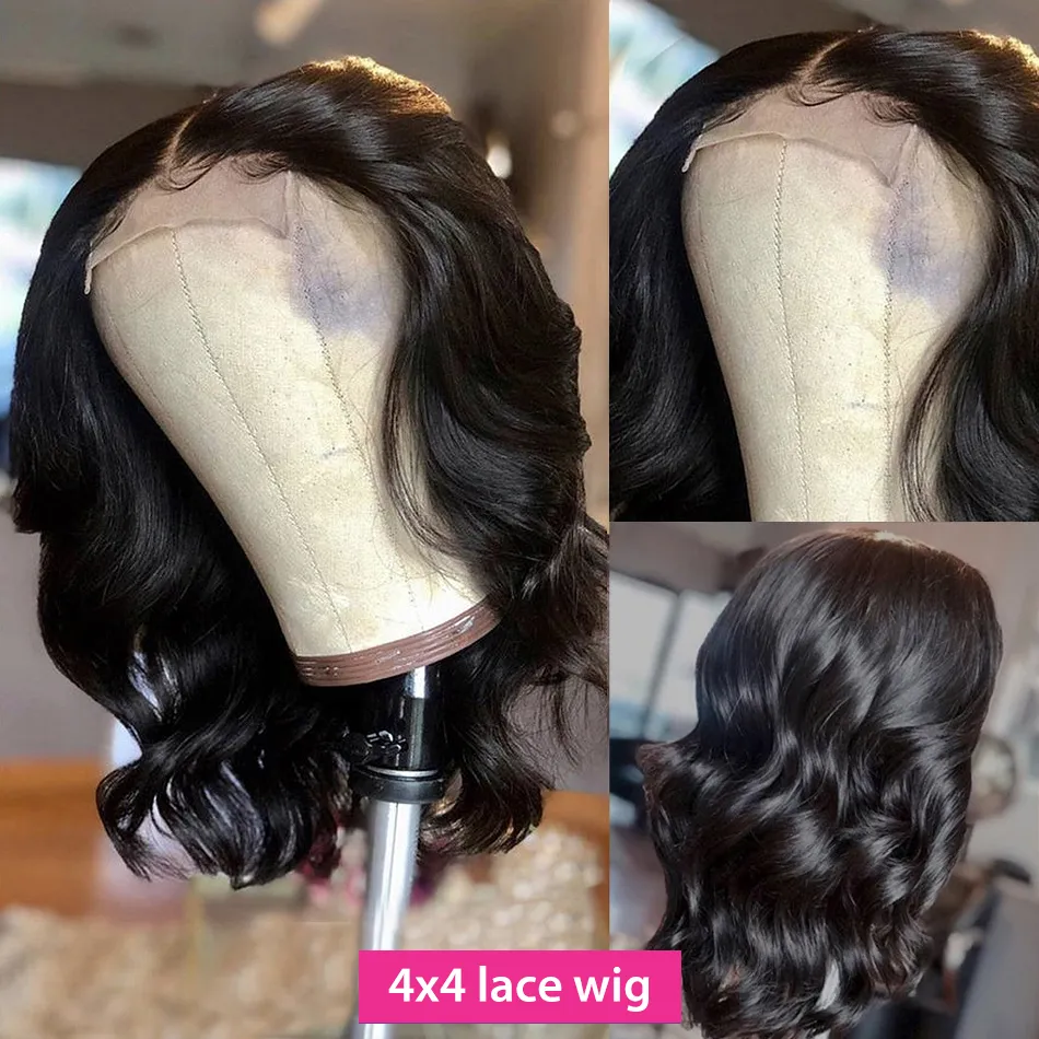 Cosdelu 5X5 Transparent Body Wave Lace Frontal Wigs 12 14 16 Inch 4X4 Lace Closure 180% Density Wig Peruvian Human Hair Remy