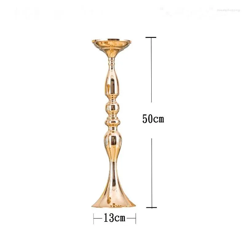 Kerzenhalter 50 cm/20 "Gold Blume Vase Tisch Kernstück Event Rack Straße Hochzeit Dekoration Diy Metall Candlestick