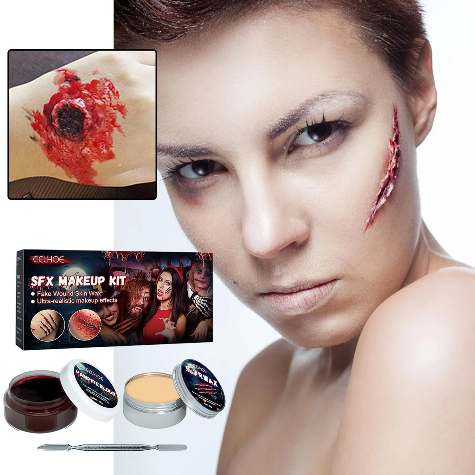 SFX Makeup Kit Wax Body Painting 2022 For Halloween And Stage Effects With  Spatula, Stipple, Sponge, And Wood Drop Fake Wound Skin 230815 From Fan04,  $12.09