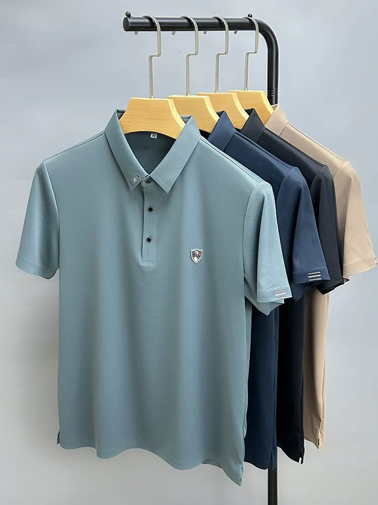 Luxury Mens Ice Silk Golf Polos For Men With Lapel And Short Sleeves ...