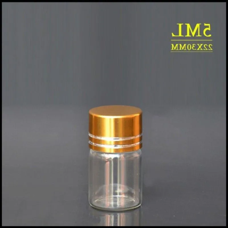 5 ml Vial Wish Vial Wish Wish with Gold Capite 5 gram per bottiglia di vetro limpido per unghie Gioielli liquidi in polvere DTDWQ