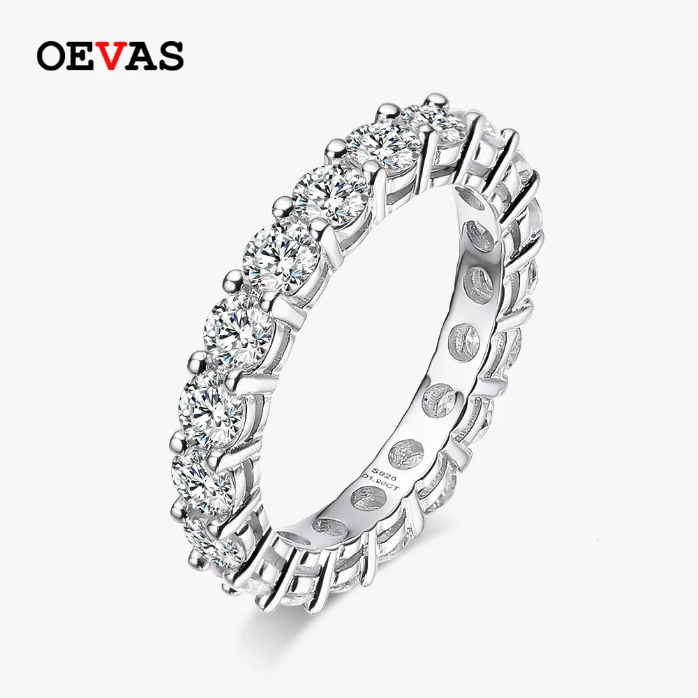 Wedding Rings OEVAS 22 M Full Circle Row Diamond Ring 925 Sterling Silver Pass Test For Women Fine Jewelry 230816