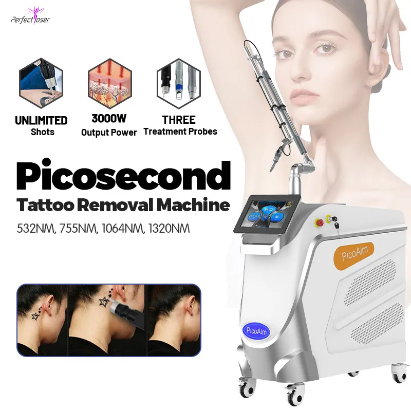 수직 피코 초 문신 제거 레이저 기계 Q 스위치 ND YAG LASER PICO 안료 제거 어두운 반점 스펙클 여드름 제거 장비