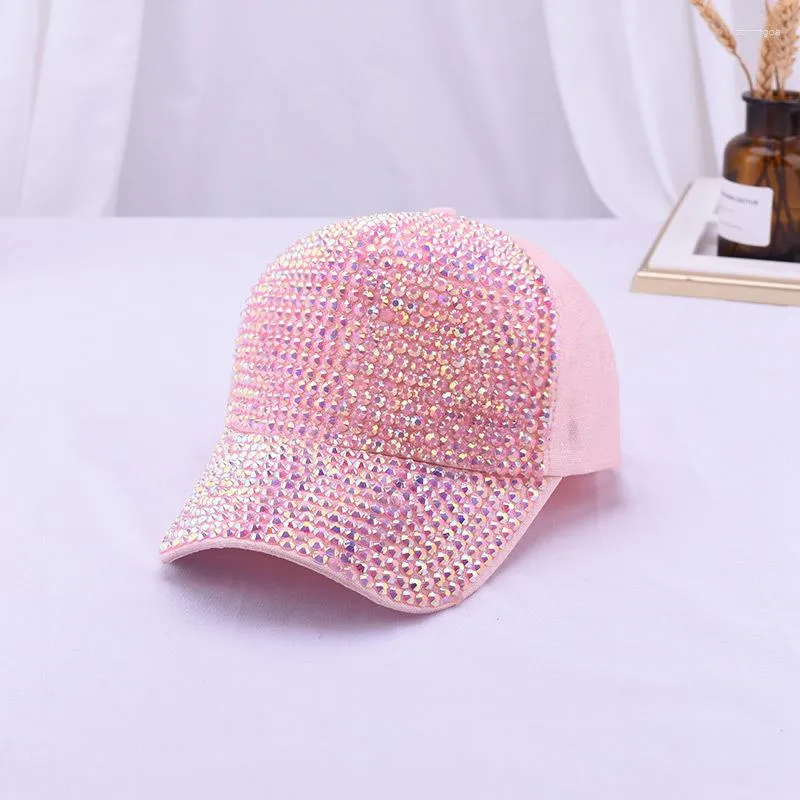 Ball Caps Women Summer Baseball Cap Street Hip Hop Hats Peaked Colorful Pearl Sequins Fashion Travel Sun-Proof Net Hat