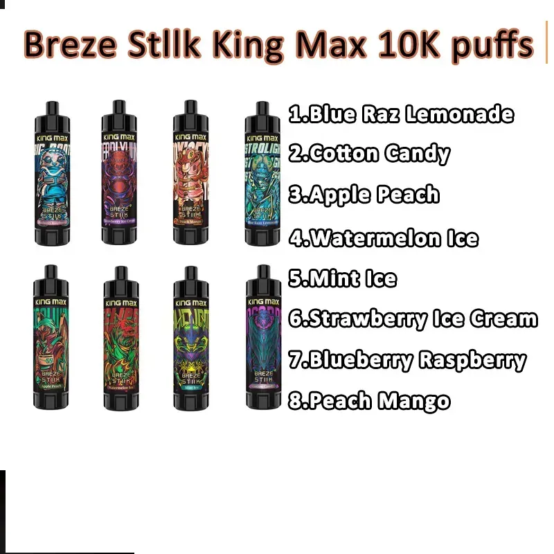 オリジナルの使い捨ての蒸気ブレーズStiik King Max 10000 Puffs 10000 20ml Pods充電式850m​​ah充電式バッテリー10kペンポッドEcigs 0 1％Vapes