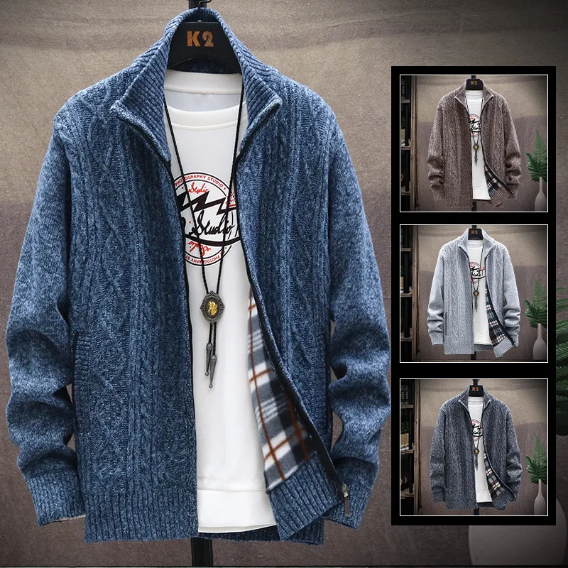 Men's Sweaters Drop factory shop velvet striped cardigan zipper jacket Sports sweater coat Cashmere men 230815