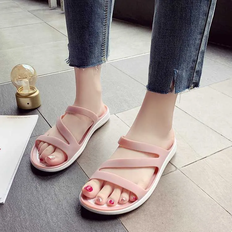 Slipper Sandals hollowed out flat bottomed slippers plastic beach female sandals shoes for women purple slippers