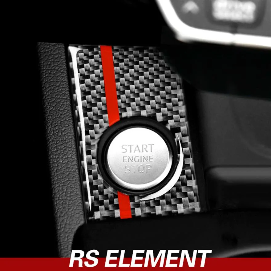 För Audi A4 A5 Carbon Fiber Car Engine Stopp Tändtäckning Trim Key Ring Automotive Interior Stickers Decals 2017-20222609