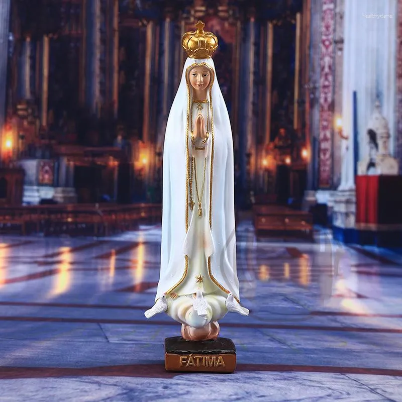 HEUPENTEN HALSE KEISE DIYYO OHNE Lieben Frau von Fatima Statue katholische Heilige Jungfrau Maria Figur Home Dekoration Harz Religiöse Sammlung Virgen de