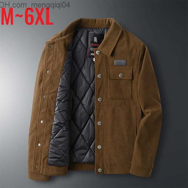 Mäns jackor 2023 Mäns Winter Jacket Button Warm Cotton Pad Coral Velvet Jacket Windproof Autumn Cardigan Herr Retro midja Park Black Z230816