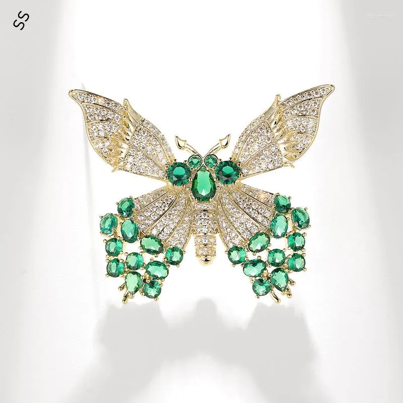 Brooches Est High Quality Two-tone Butterfly Brooch Premium Zircon Suit Jacket Accessory Corsage Gift Pin