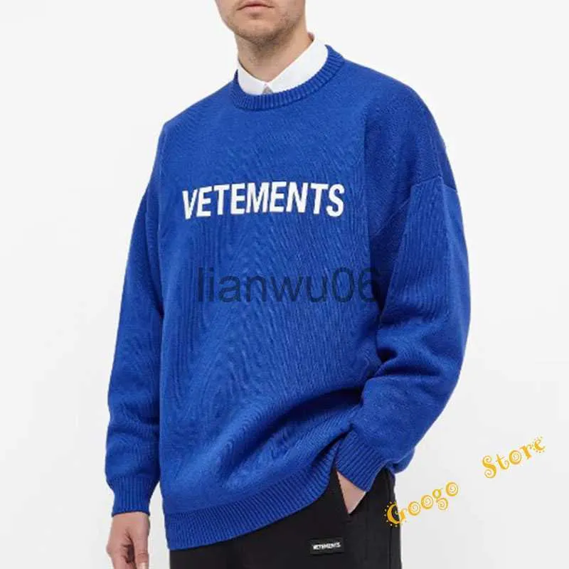 Men's Sweaters Classic Print Vetements Knitted Sweater Men Women 11 Black Blue VETEMENTS Sweatshirts Thick Fabric Oversized VTM Crewneck J230806