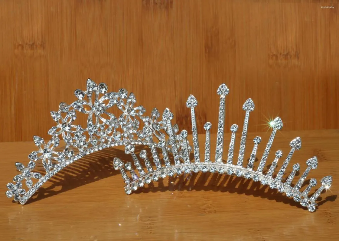 Clip per capelli Princess Bridal Wedding Testaggio Crystal Crown Accessori coreano gioiello Bride Silver Color Gold Girl