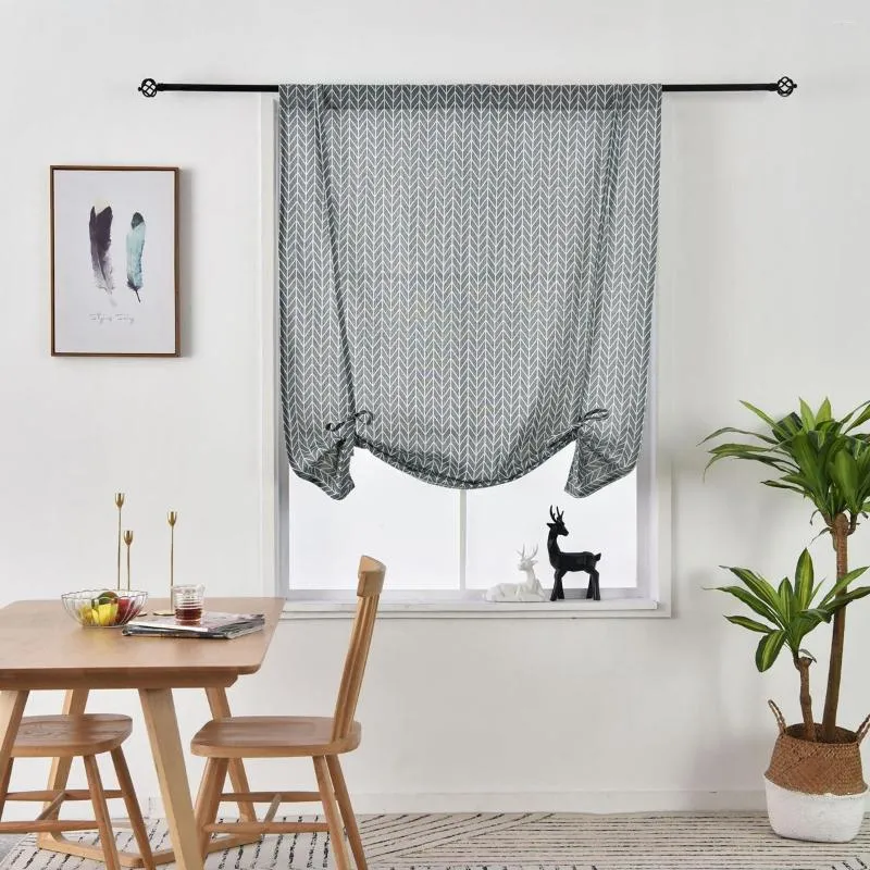 Cortina 1 PPC Cortinas de apagón impresas de flecha geométrica gris para Café el Balcón Romano Balcón Ciego Romano Drapes de tratamiento de ventanas pequeñas