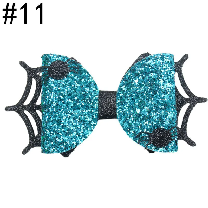 Hårtillbehör 8st Fashion 5 '' Glitter Spiderweb Bows Halloween Spider Girl Hair Clip Kids Festival Holiday Accessories 230816