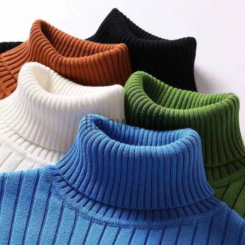 Men's Sweaters Korean Style Men Autumn Winter Turtleneck Long Sleeve Warm Sweater Black White Pullover Knitwear High Collar Knitted Clothing J230806