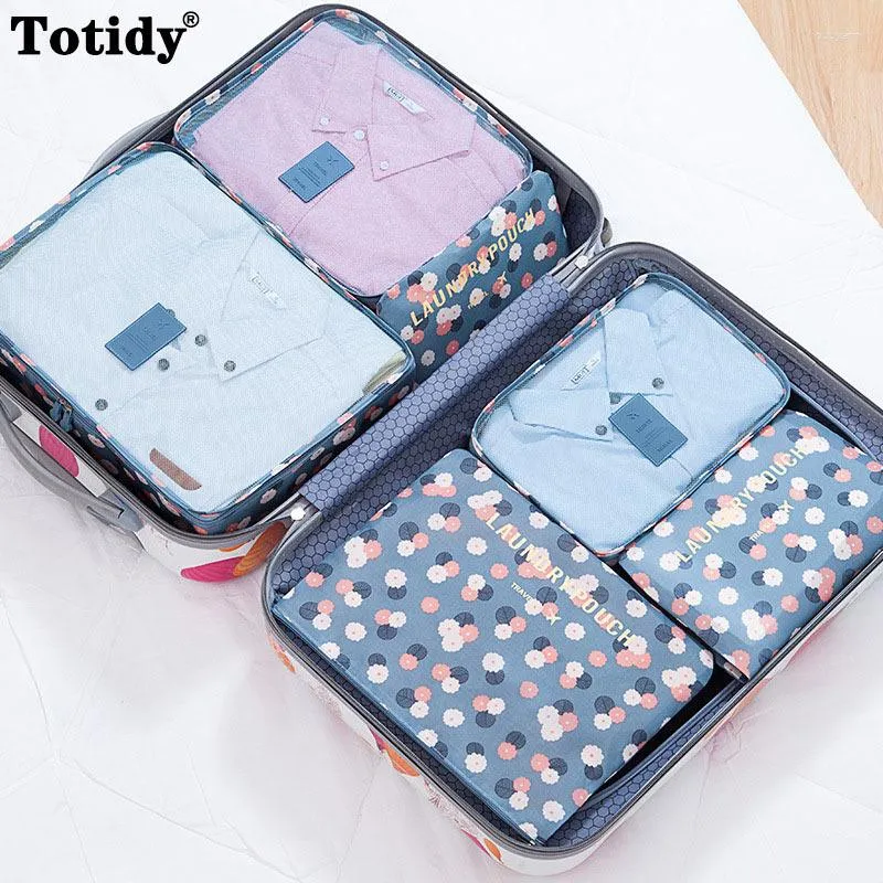 Storage Bags Large 6PCS Clothes Bag Travel Box Shoes Packing Cube Set Closet Organizer For Tidy Wardrobe Suitcase Pouch