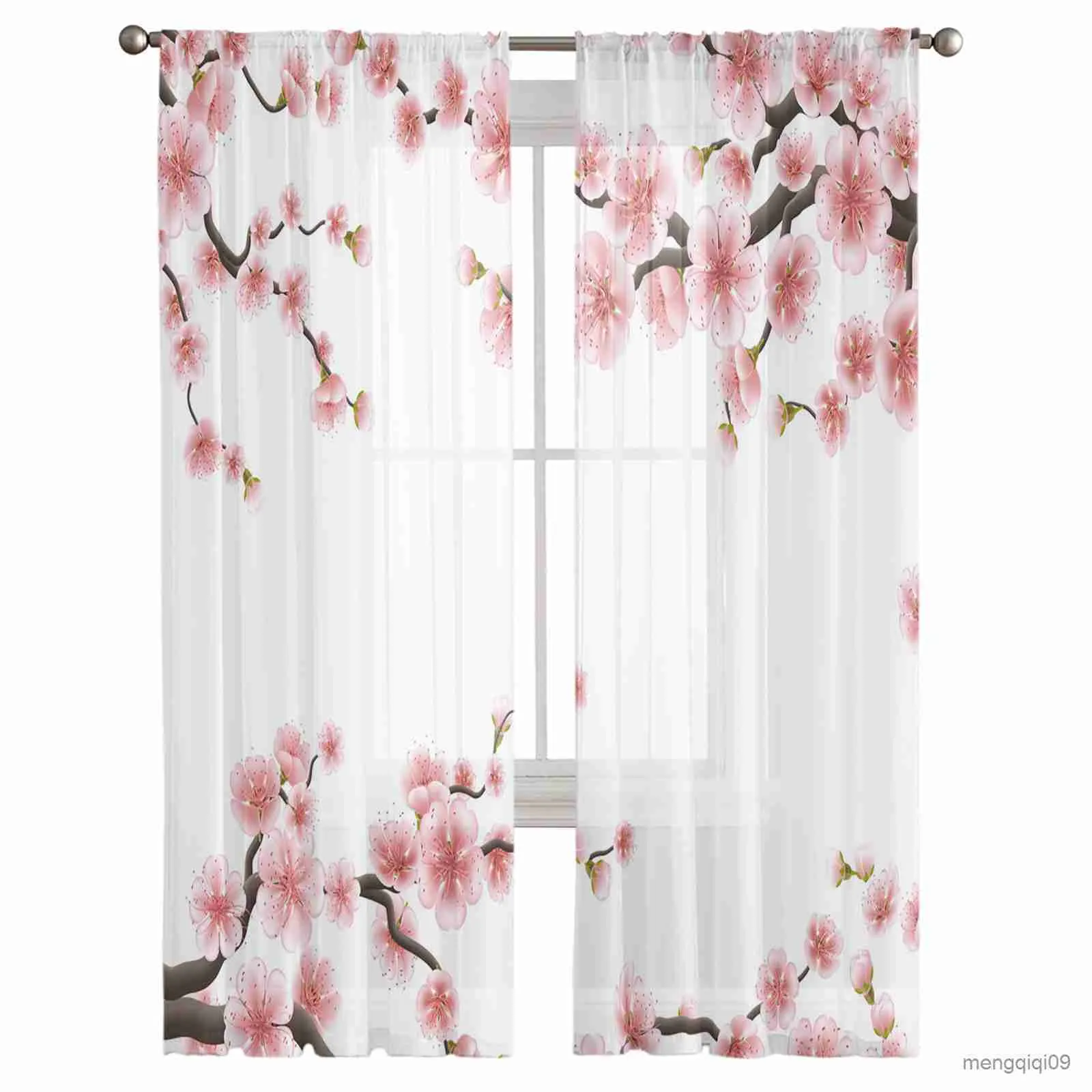 Curtain Flower Stamen Petals Red Brown Sheer Curtains for Living Room The Bedroom Decorative Curtain Drapes Tulle Curtains