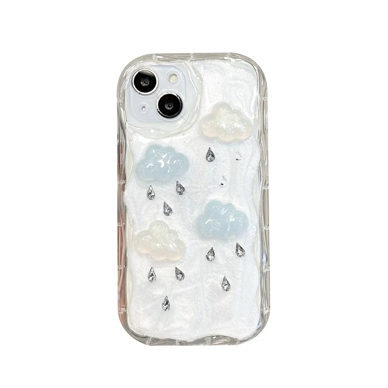 Cute s Rain Soft TPU Cases For Iphone 15 14 Plus 13 Pro Max 12 11 XR X XS MAX Fashion Shell Wave Side Lovely Shockproof Mobile Phone Cover Skin