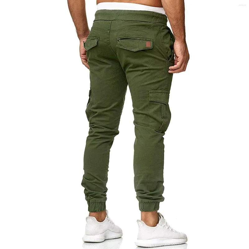 Pantaloni da uomo tinta unita vestibilità slim gamba lunga sport casual da jogging leggero escursionismo lavoro all'aperto