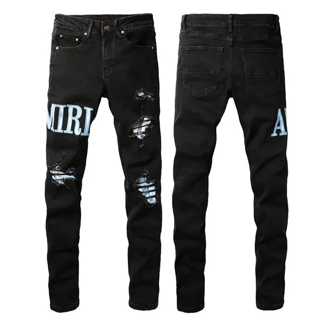 Miri Jeans Man Designer Jeans Lila Skinny Motorrad Jeans zerrissener Biker Slim Straight Baggy Ksubi Jeans Hosen Herren Trendmarke Vintage Hosen Größe 28-40