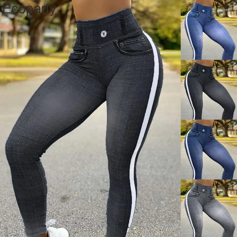 Dames jeans broek vrouwen mode 2023 hoge tailled ultra stretch denim pant side streep zacht gewassen leggings casual potlood broek