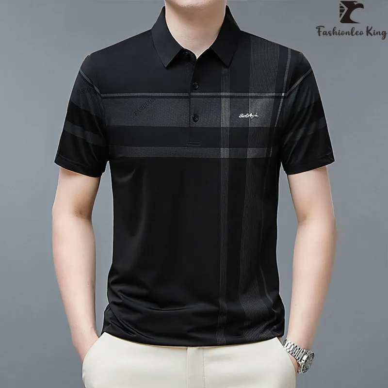 Polos da uomo a strisce di alta qualità a strisce marca di maglietta formale a maniche corta maglietta 230815