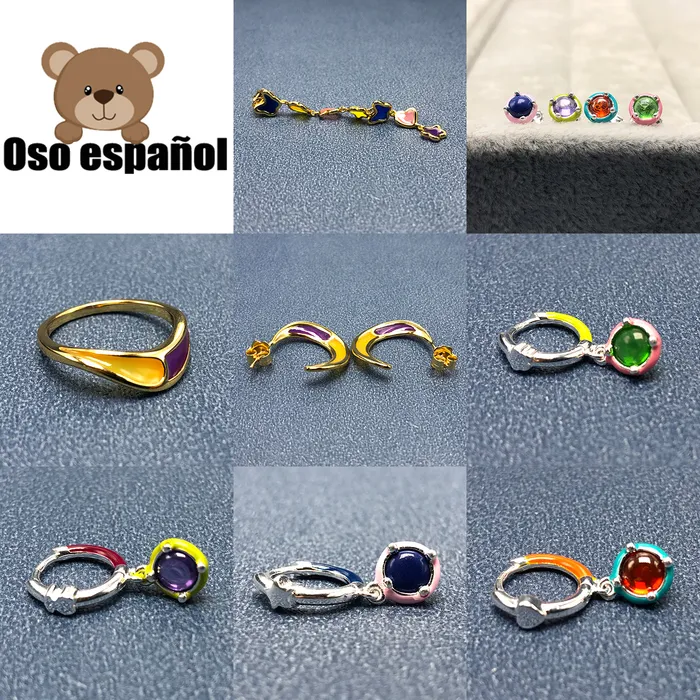 CAMPIO DI ALTA QUALITÀ 925 Sterling Silver Orso Spagnolo in stile argento Colori vibranti Centro a cerchio con sodalite e smalto per donne gioielli 230815 230815